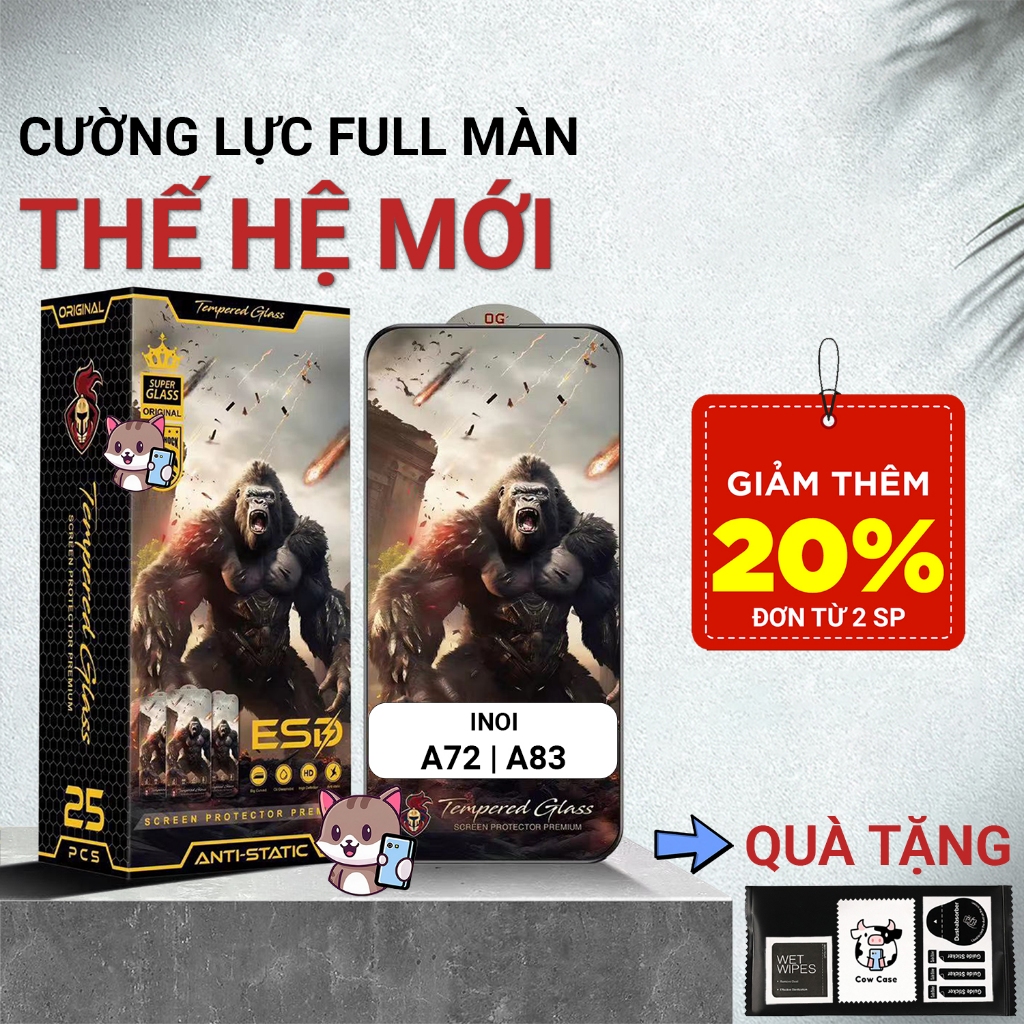 Cường lực Inoi A72, A83 Meocase chiến binh full màn | Miếng kính dán bảo vệ màn hình cho Inoi