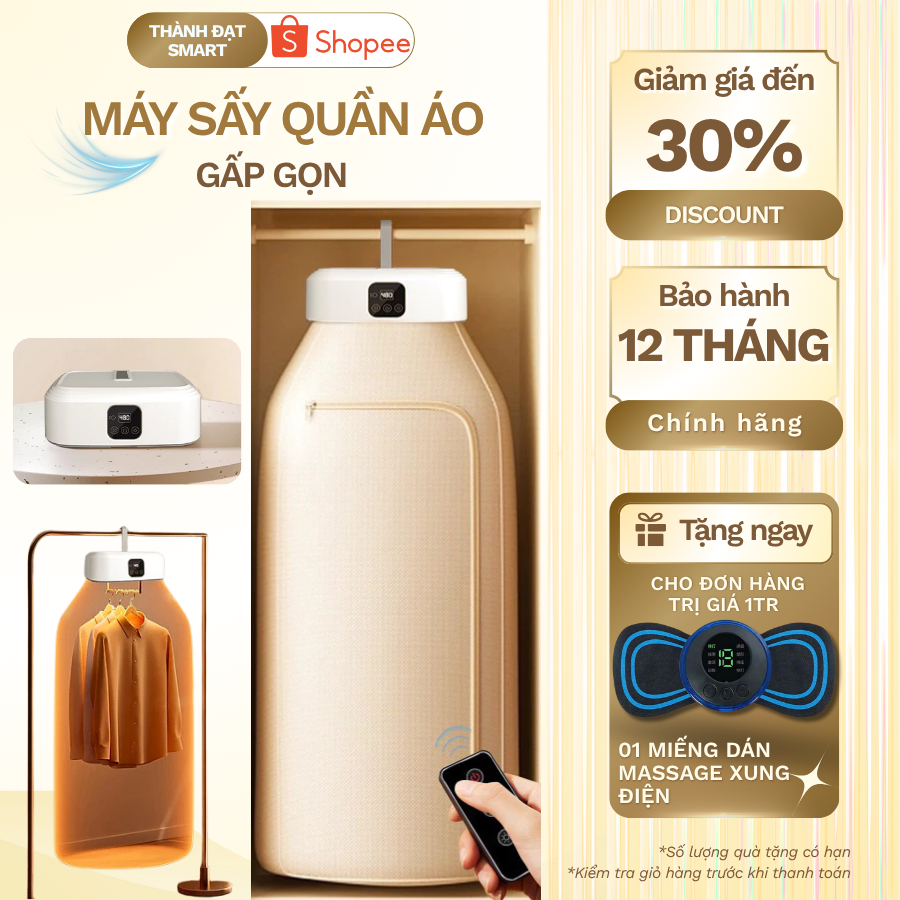 Tủ Sấy Quần Áo Đa Năng Gấp Gọn Với 2 Chế Độ Sấy Nhanh Có Điều Khiển Từ Xa + Chức Năng Khử Khuẩn
