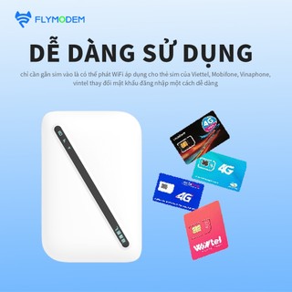   TẶNG Sim 4G Viettel 10Gb Ngày SD200  Thiết Bị Phát Wifi Di Động FLYMODEM MF06 Kèm Pin 2100mAh 