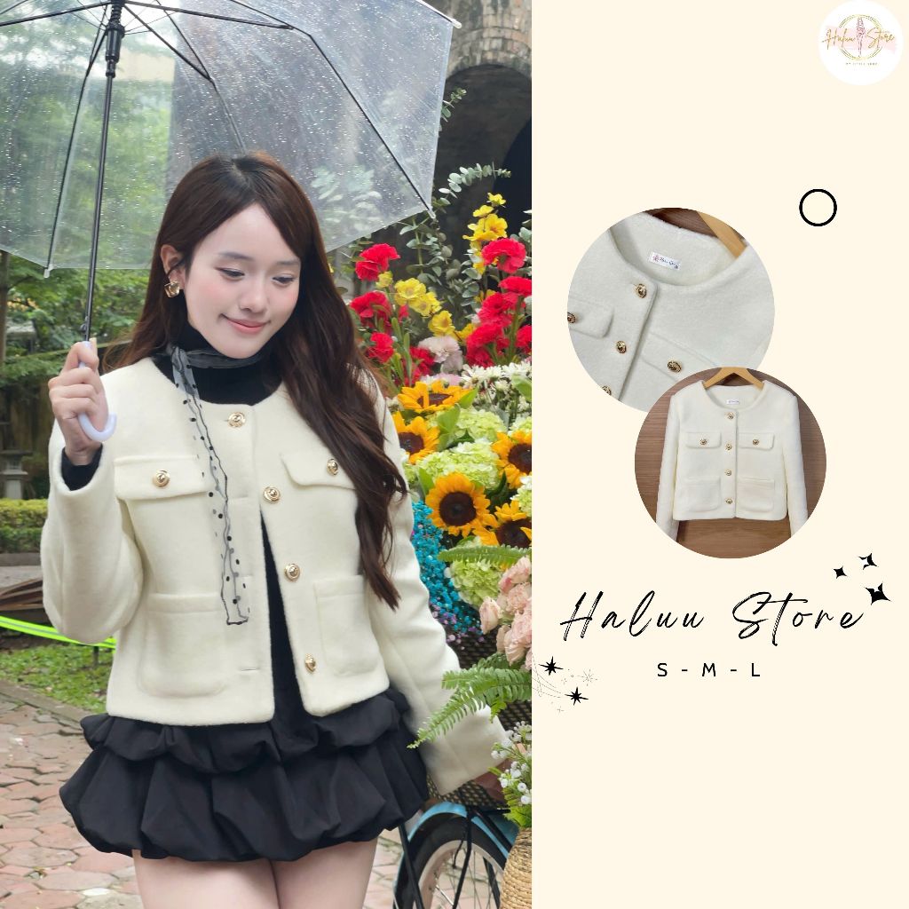 Áo dạ ép lông cổ tròn (FORM RỘNG) phong cách tiểu thư sang chảnh HaLuu Store HH112 thích hợp cho nữ | BigBuy360 - bigbuy360.vn