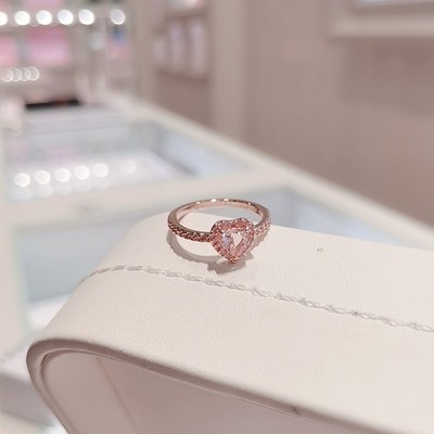 Nhẫn bạc nữ LAMY Pink Heart Stone Ring 8042