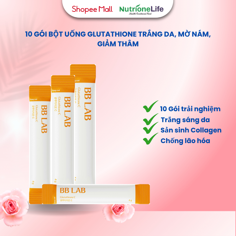 [10 Gói] Bột Uống BB Lab Glutathione1200mg và Vitamin C 110mg Làm Trắng Da, Mờ Nám, Giảm Thâm Mụn