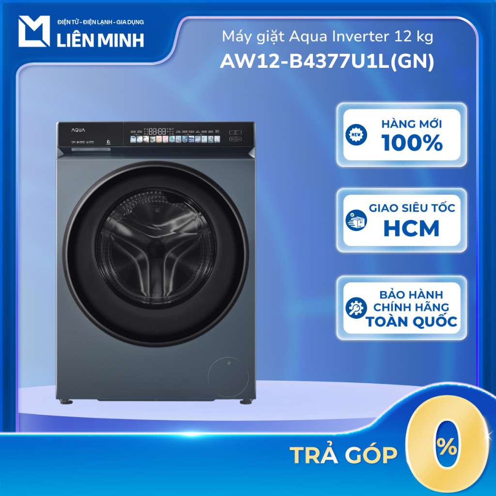 AW12-B4377U1L(GN) - Máy Giặt Lồng Ngang AQUA DD Inverter 12kg AW12-B4377U1L(GN) - Kết Nối Wifi