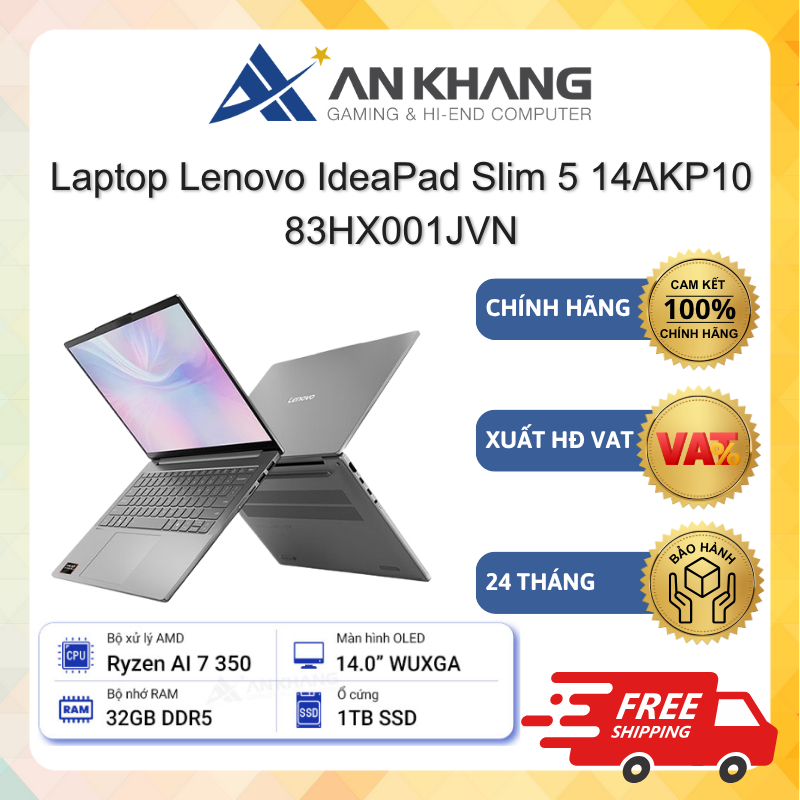 Laptop Lenovo IdeaPad Slim 5 14AKP10 83HX001JVN (AMD Ryzen AI 7 350, 32GB,1TB_SSD,14"WUXGA_OLED) Chí