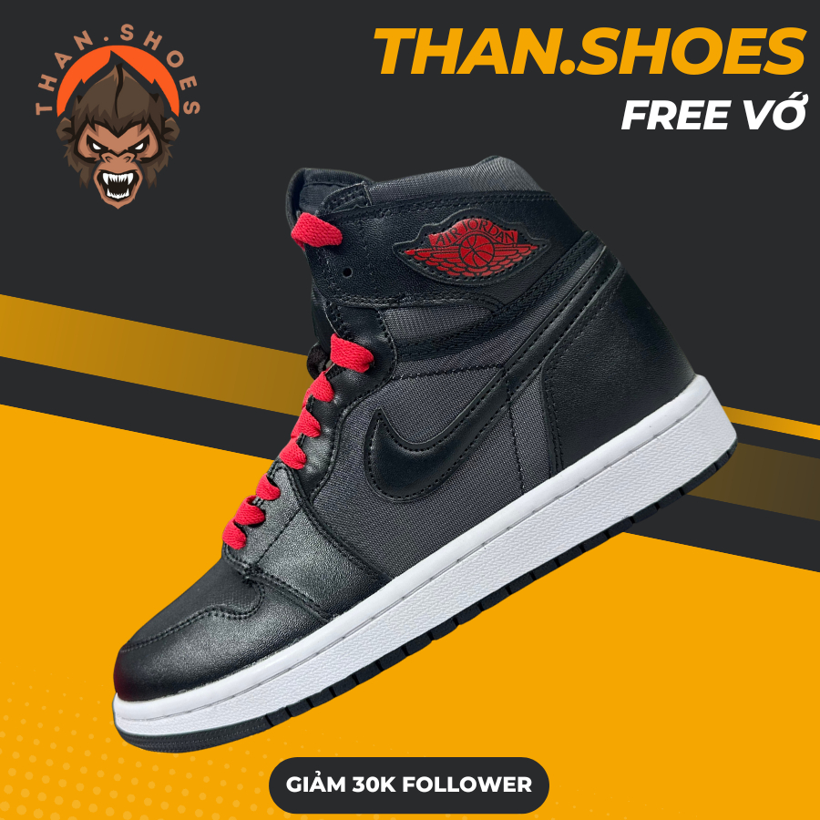 Giày Sneaker JD1 High Black Gym Red, JD1 Cổ Cao Đen Đỏ - Than.Shoes