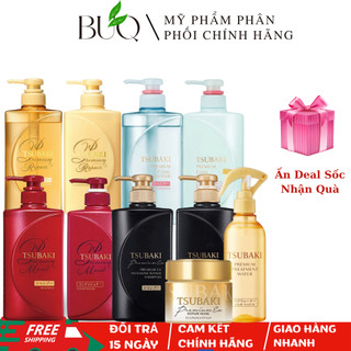  Combo Bộ Dầu Gội - Dầu Xả Nạ Tóc Dưỡng Mềm Và Phục Hồi Tóc Tsubaki Premium Vàng Đỏ Xanh Stubaki  490ml chai  