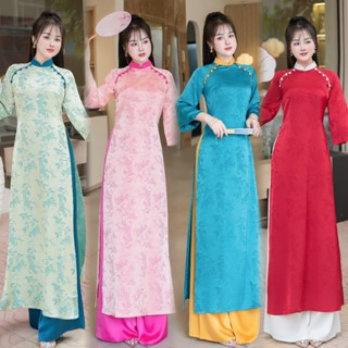  Áo dài cách tân áo dài gấm cao cấp 4 màu áo dài tết 2025 Áo dài Quỳnh Nguyễn MÃ CT04 