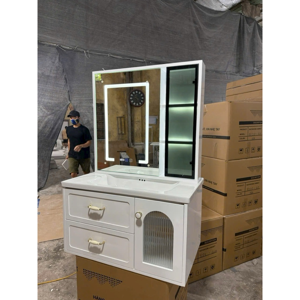 TỦ CHẬU LAVABO GƯƠNG LED 8103