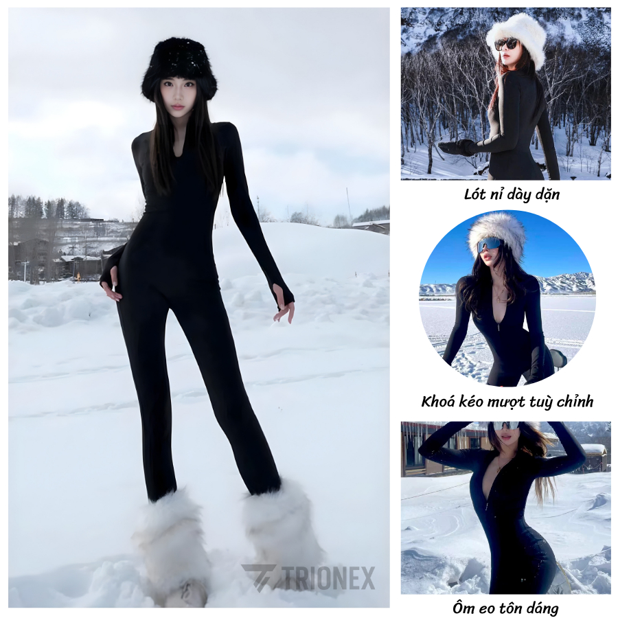 [Lót nỉ] Jumpsuit nữ sang chảnh TRIONEX, bodysuit nữ định hình, phù hợp thời tiết lạnh, đi miền núi, tuyết | BigBuy360 - bigbuy360.vn