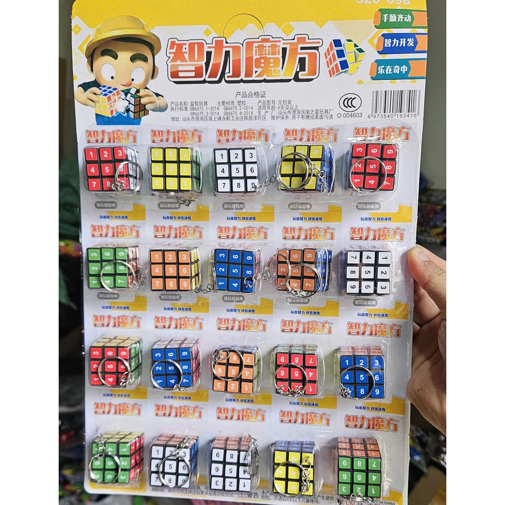 Vỉ 20 Chiếc Rubik Mini 3x3 Có Móc Khóa Treo