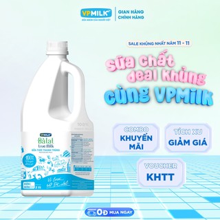   Chỉ giao HCM  Sữa Tươi Thanh Trùng VPMilk Đà Lạt True Milk - Không Đường 2 LÍT 