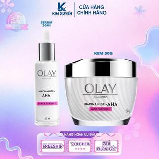  OLAY AHA Serum Olay Luminous Niacinamide AHA Moisturises 30ml + Kem Olay Luminous Niacinamide AHA Moisturises 50g 