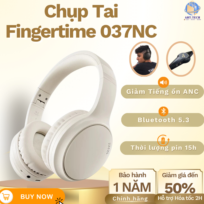 Chụp Tai  Không Dây Fingertime 037NC Bluetooth 5.3 – Giảm Tiếng Ồn Chủ Động, Âm Thanh Sống Động|