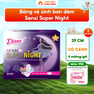 Băng Vệ Sinh Ban Đêm SENSI SUPERNIGHT Thấm Hút Chống Tràn Kháng Khuẩn Có Cánh 29cm/4 Miếng - MC107