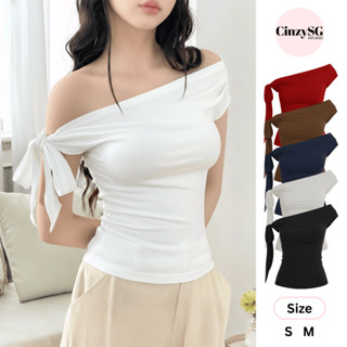  Áo Thun Borip Nữ Trễ Vai Ôm Body Thắt Nơ Chất Boirp Mịn - Áo Lệch Vai Nữ Cột Nơ AT23 CinZy SG 