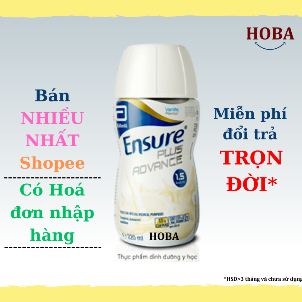 06 chai Sữa Ensure Plus Advance 220ml - Năng lượng cao 1,5kcal/1ml - Hàng chính hãng