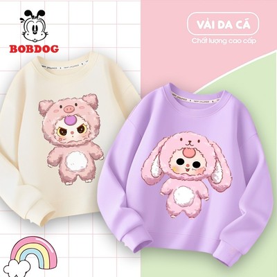 Áo nỉ cho bé gái BOBDOG, áo thu đông cho bé chất liệu coton da cá ấm áp in hình Baby Three cute