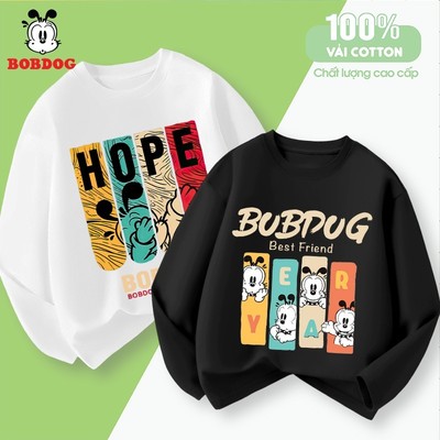 Áo thun dài tay bé trai BOBDOG in hình dễ thương cổ tròn chất liệu cotton co giãn cho bé