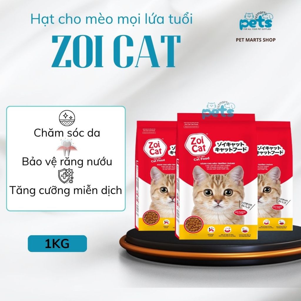 <5kg>Thức Ăn Hạt Cho Mèo ZOI CAT 5kg -COMBO 5 gói 1kg Thức Ăn Cho Mèo Mọi Độ Tuổi ZOICAT-Hạt Cho Mèo