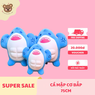  Gấu bông cá mập cơ bắp 45cm 75cm siêu hot ,thú nhồi bông meme lạ mắt decor phòng ,quà sinh nhật Dinoshop 
