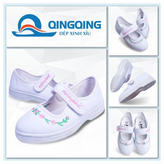  Giày nữ bít thêu ASIA  Trắng quai xé Size chuẩn -Hàng Chính Hãng 