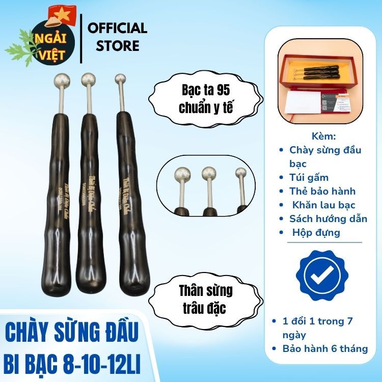 Chày Sừng Bi Bạc Diện Chẩn - Bạc 95 Chuẩn Y Tế - Bi Bạc 8Li - 10Li - 12Li - Cạo Gió - Đánh Hàn - Dụn