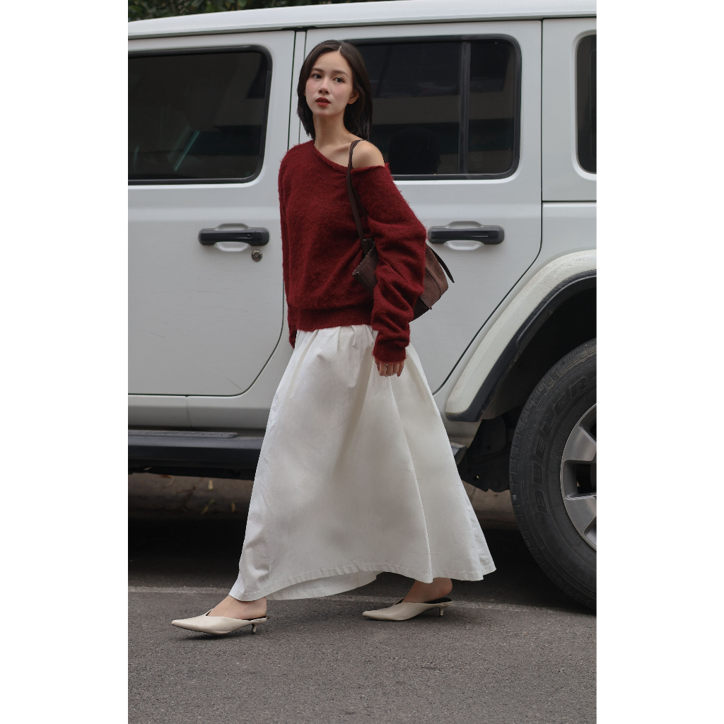 Áo len lông xù lệch vai - Clarine Knit (+ phí sàn) - By OM Design