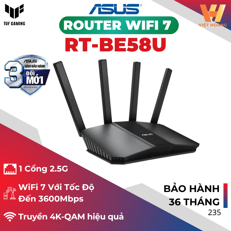[WIFI 7] ASUS RT- BE58U / RT-BE50 Phát Wifi 7 Asus Chuyên Gaming, Cổng 2.5G, Bảo Mật Toàn Diện, Mesh