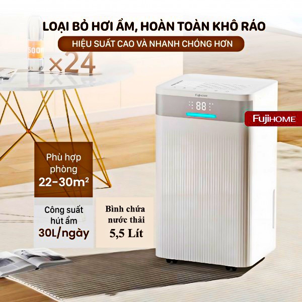 Máy hút ẩm dân dụng Fujihome DH30NW