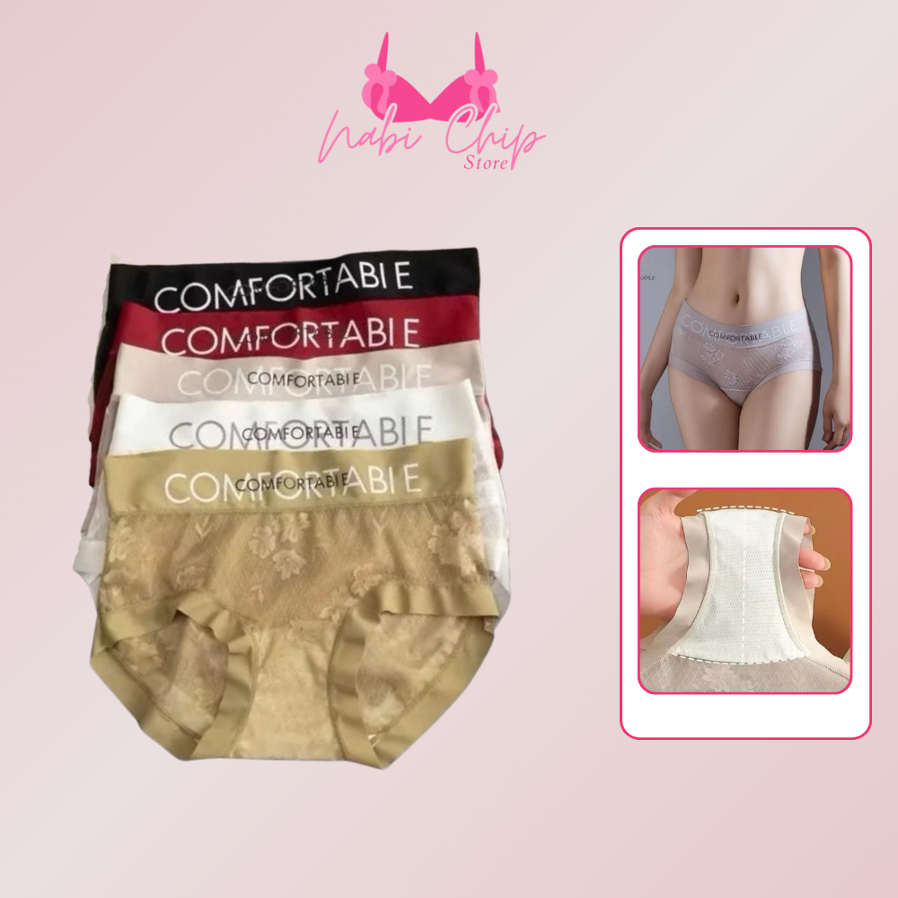 Quần lót ren nữ cạp chữ COMFORTABLE gợi cảm, không lộ viền mềm mại thoáng mát phong cách năng động t