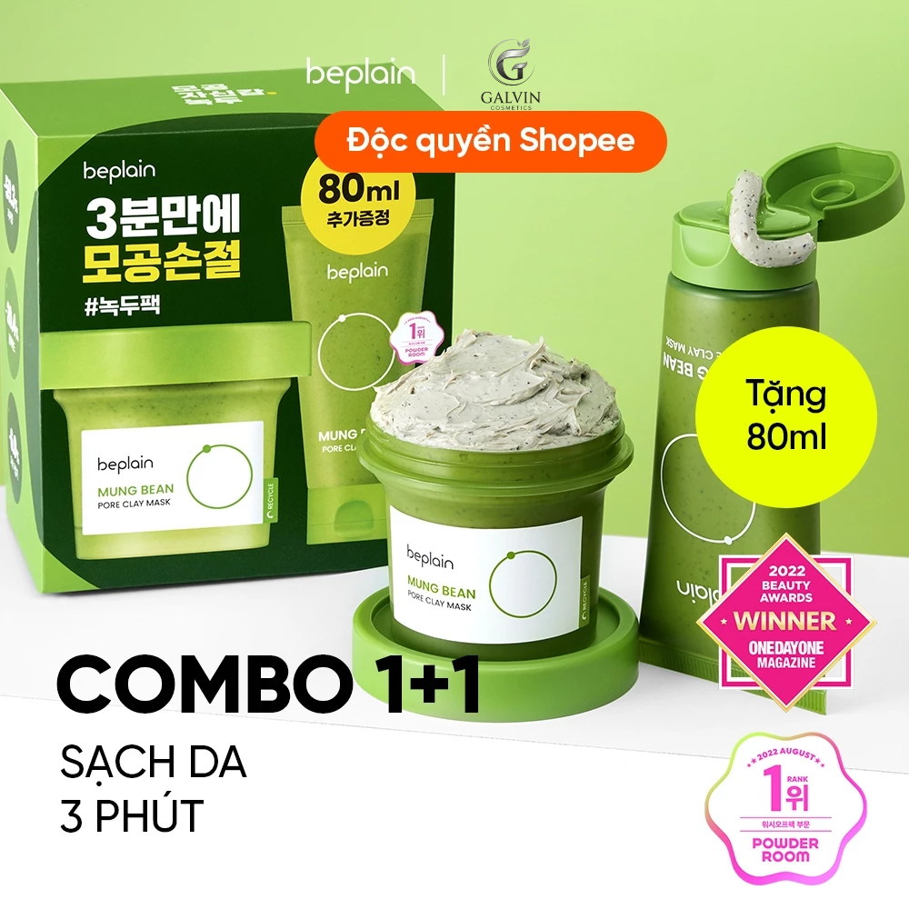 [Beplain – Độc Quyền Shopee] Mặt Nạ Đất Sét BEPLAIN Từ Đậu Xanh 200ml (120ml + 80ml)