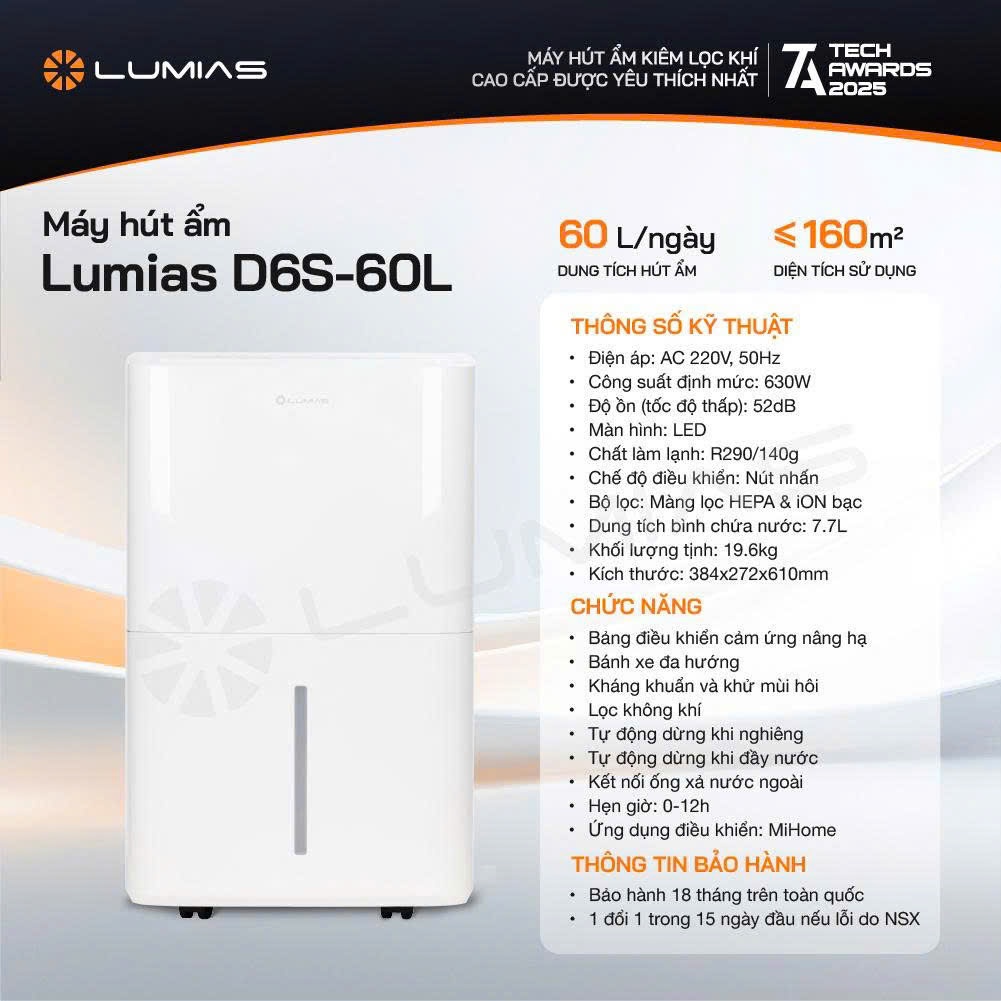 Máy hút ẩm thông minh New Widetech NWT Lumias D6S-12L/20L/30L/60L, điều khiển qua App Mihome Q.Tế, BH chính hãng 18 thán | BigBuy360 - bigbuy360.vn