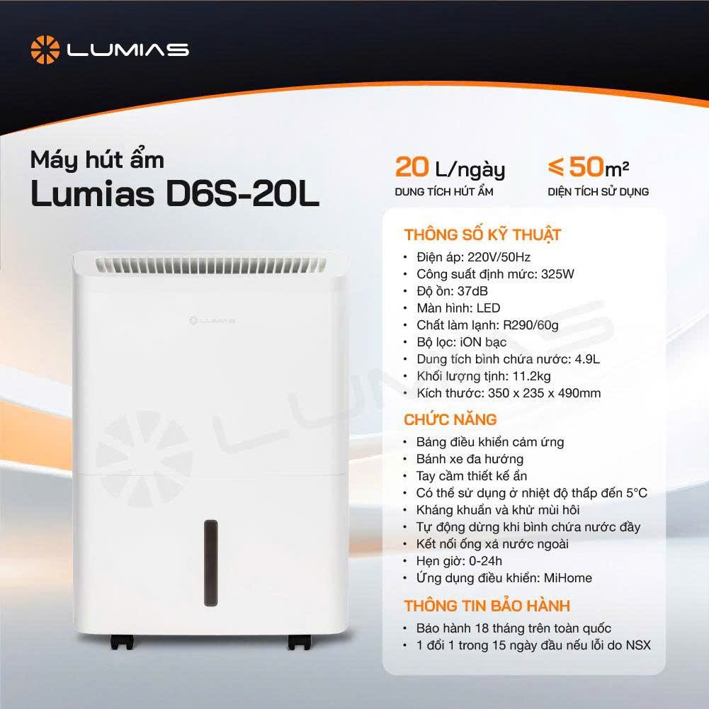 Máy hút ẩm thông minh New Widetech NWT Lumias D6S-12L/20L/30L/60L, điều khiển qua App Mihome Q.Tế, BH chính hãng 18 thán | BigBuy360 - bigbuy360.vn