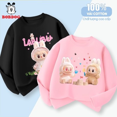 Áo thun dài tay bé gái BOBDOG BST Labubu cổ tròn chất liệu cotton co giãn 4 chiều mềm mịn cho bé