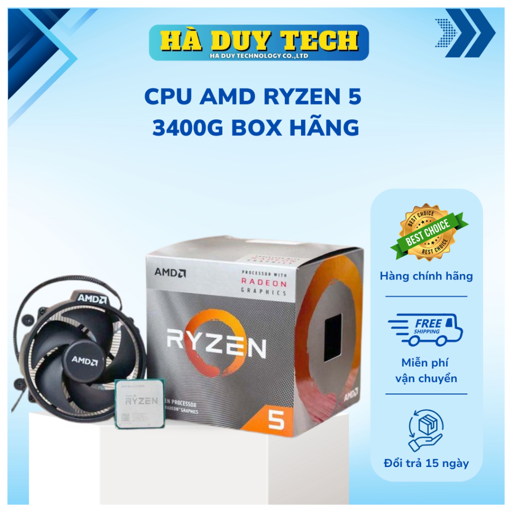 CPU AMD RYZEN 5 3400G BOX HÃNG - Chính Hãng - BH 36T - Hà Duy Tech