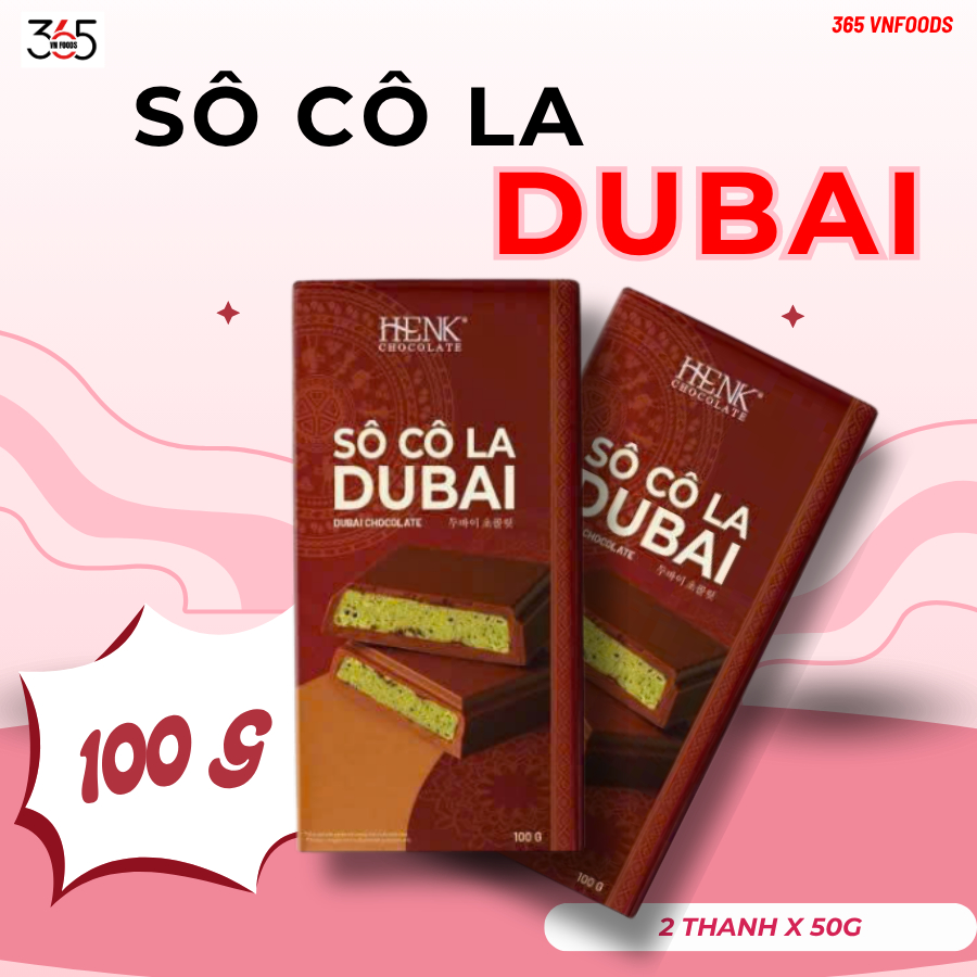Socola Dubai Henk - Dubai Chocolate Cao Cấp, Vị Ngon Thượng Hạng Thanh 100g