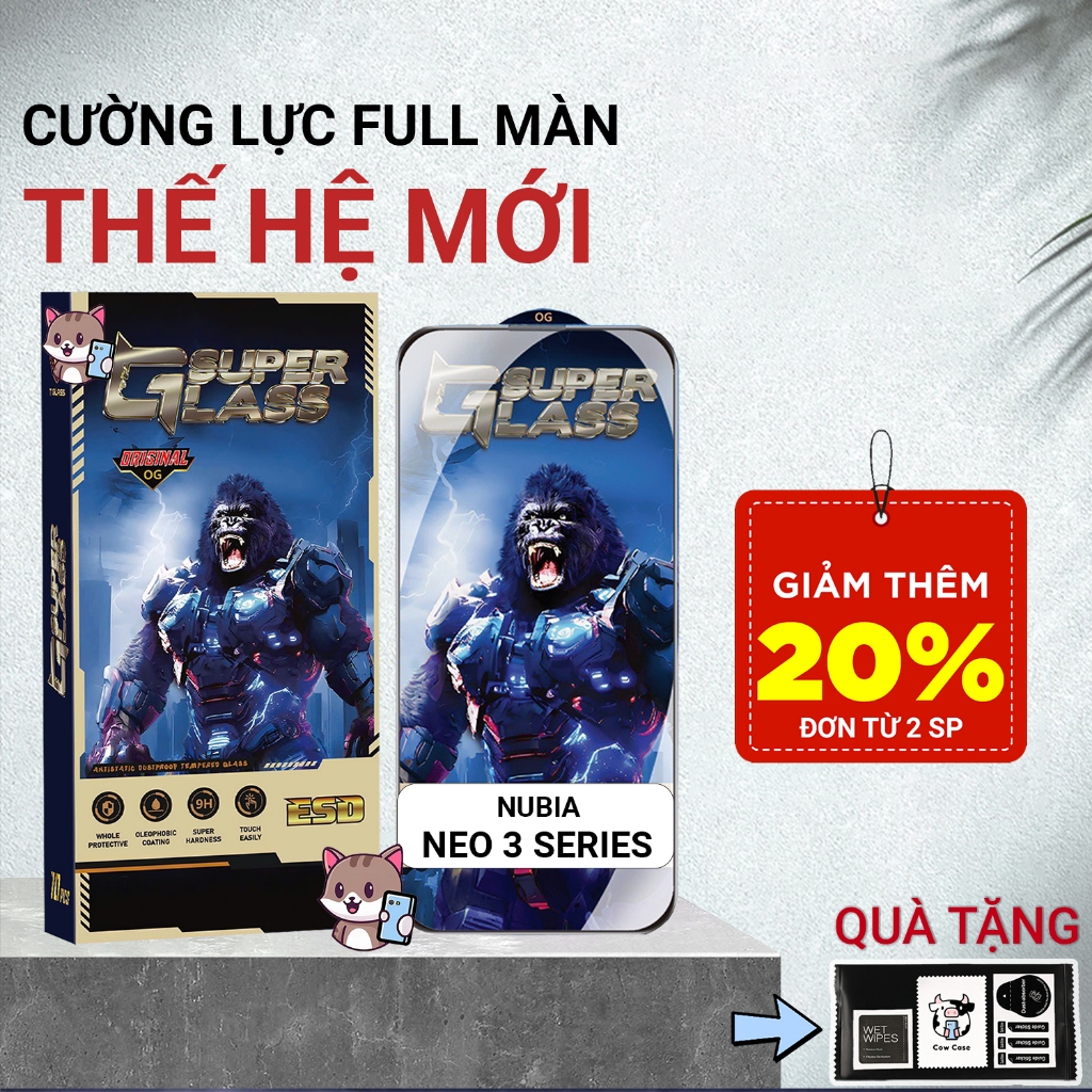 Cường lực Nubia Neo 3, Neo 3 GT Meocase PREMIUM full màn | Miếng kính dán bảo vệ màn hình cho Nubia