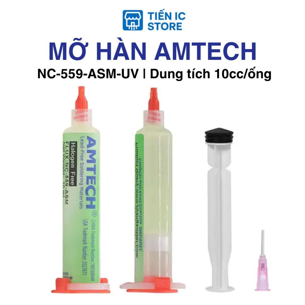 Combo 2 Ống Mỡ Hàn AMTECH NC-559-ASM-UV 10cc – Flux Hàn Không Chì, Dễ Làm Sạch – Dành Cho Sửa Laptop