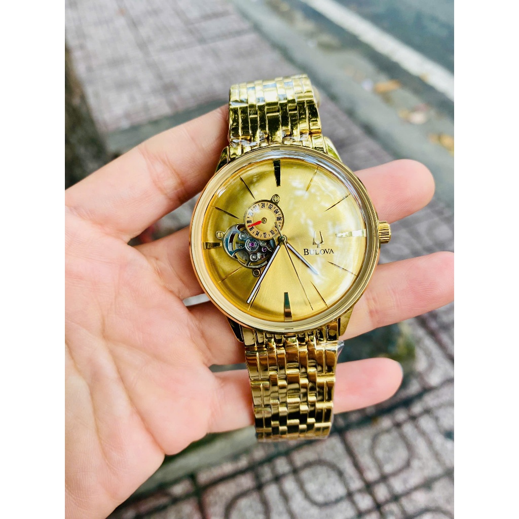Đồng hồ nam  cao cấp máy cơ dây thép không gỉ BUL0V@ 96A118-07,Size 41mm,  Full box, Luxury Diamond 