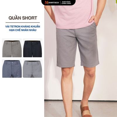 Quần short nam KHATOCO form Regular Fit vải tetron kháng khuẩn hạn chế nhăn nhàu mã 18418