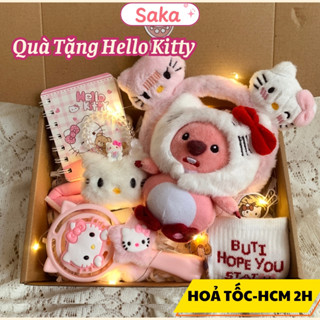 Quà Tặng Sinh Nhật Dễ Thương Hello Kitty- Hộp Quà hellokitty Màu Hồng Nhiều Món Mới Nhất Saka Home K03