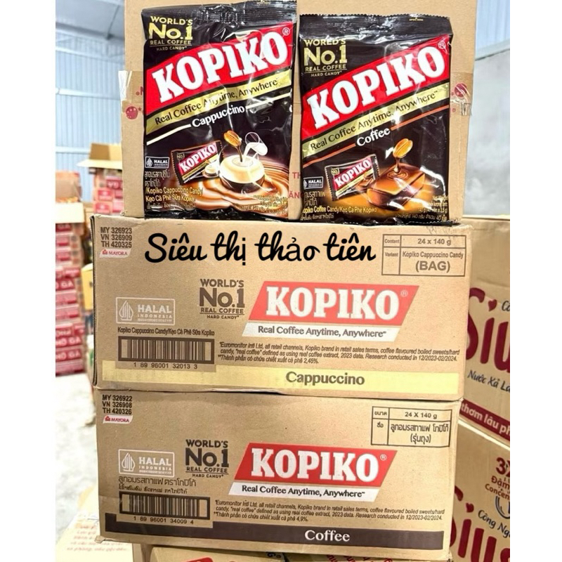 Thùng 24 gói kẹo Cafe Kopiko vị Sữa- vị coffee