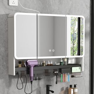  Không thấm nước Tủ Gương phòng tắm bằng nhôm có đèn Led tủ trang điểm treo tường thông minh cho nhà vệ sinh có gương 