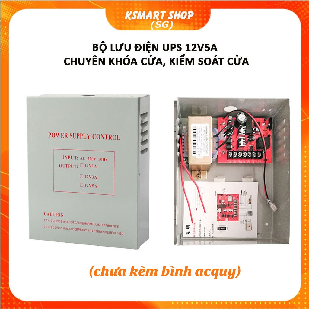 Bộ lưu điện UPS 12V 5A chuyên dùng cho khóa cửa và kiểm soát ra vào / UPS DỰ PHÒNG (CHƯA KÈM ACQUY)
