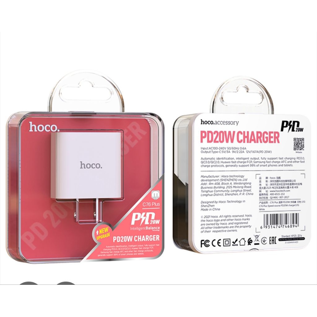Củ Sạc Nhanh 20W Hoco C76 Plus Cổng Type-c