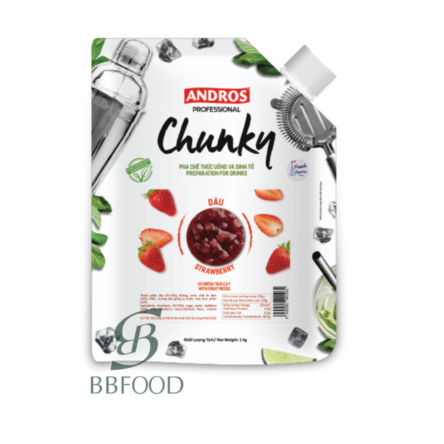 [Chính hãng] MỨT DÂU CHUNKY ANDROS PRO TÚI 1KG {BBFOOD}