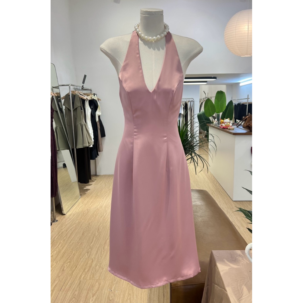 [MAMASG] Đầm xòe NAOMI DRESS 2 lớp chất liệu lụa ánh - Hồng