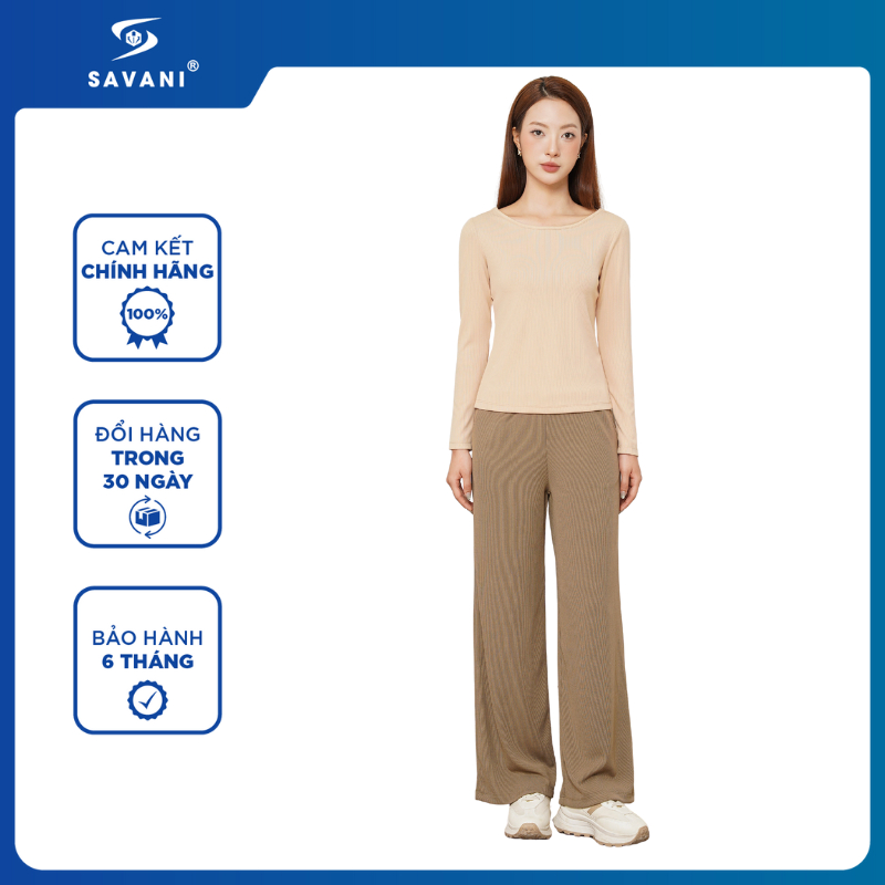 Quần Nỉ Nữ SAVANI Dáng Xuông Rộng, Cạp Chun, Chất Vải Mềm Mịn, Chống Bai Xù WQNQ001W5