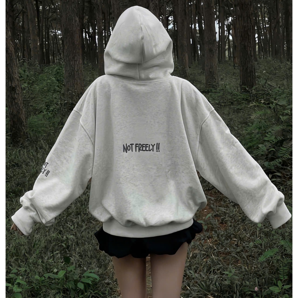Áo Khoác Hoodie Zip Thu Đông Mon Studio THÊU NỔI 3D NOT FREELY Vải Nỉ Ép, Form Boxy Unisex , Có Túi Trong | BigBuy360 - bigbuy360.vn