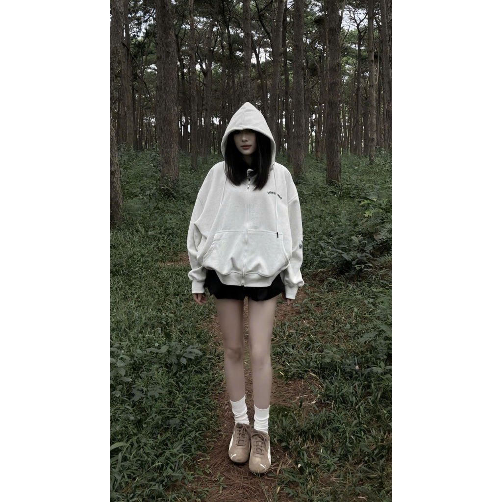 Áo Khoác Hoodie Zip Thu Đông Mon Studio THÊU NỔI 3D NOT FREELY Vải Nỉ Ép, Form Boxy Unisex , Có Túi Trong | BigBuy360 - bigbuy360.vn